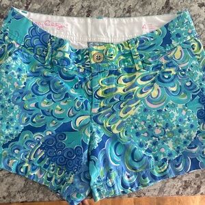 Lilly Pulitzer Vibrant Blue and Green High Waist Shorts